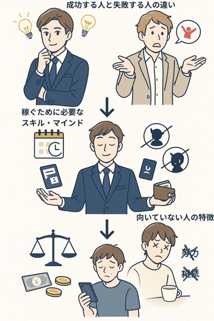 成功する人と失敗する人のイラスト
