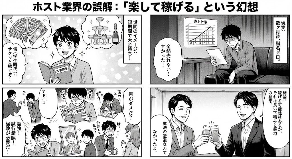 楽して稼げるという幻想の4コマ漫画