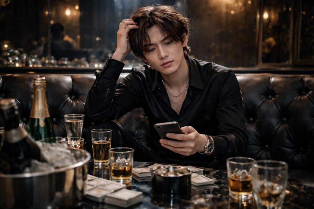 悩んでいるホストの画像