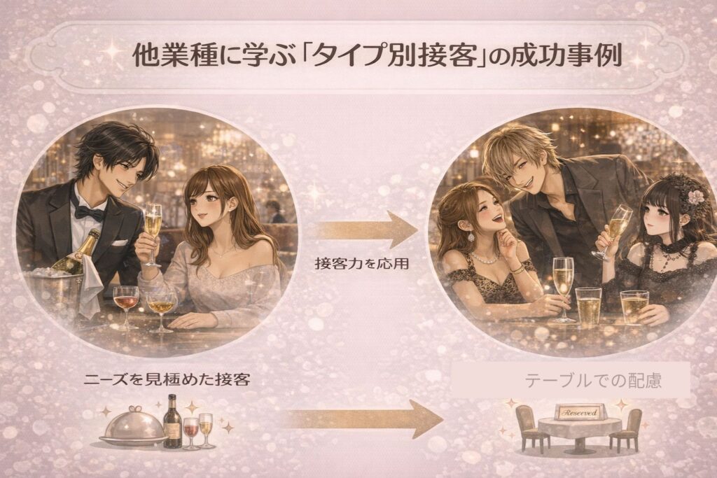 他業種に学ぶタイプ別接客術に関する図解
